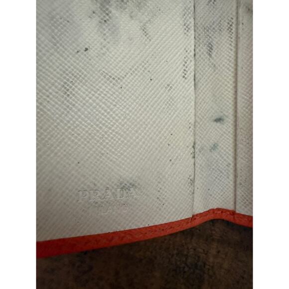 Prada Key Holder Wallet Women's Orange Saffiano Leather Made Italy Gold Hardware - Picture 10 of 13